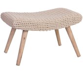 Banqueta de madera y algodón trenzado beige 67x30x43h cm
