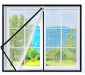 Mosquitera autoadhesiva para ventana, ventana con mosquitera antiinsectos con cremallera, mosquitera de malla fina para ventana, 150 x 150 cm