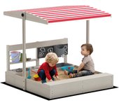 Arenero infantil outsunny madera de abeto, tela no tejida, poliéster gris 114x110x110 cm