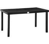 Mesa de jardín outsunny aluminio y compuestos de madera y plástico negro 140x90x74 cm