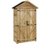 Caseta de jardín, caseta de herramientas de madera de 0,43 m², caseta de jardín con techo de asfalto, puerta doble, armario de herramientas con cerrad