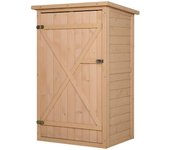 Caseta de jardín para herramientas con estantes, caseta de herramientas, caseta de almacenamiento para jardín, madera natural de abeto, 75 x 56 x 115