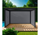 Pérgola bioclimática 3x4m de aluminio + 2 toldos de 3m + 1 toldo de 4m, triomphe 3x4m + accesorios, antracita, 400x300x250 cm
