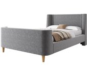 Cama infantil capitonada, cama individual tipo trineo con diseño cósmico, 90 x 200 cm