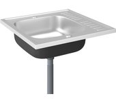 Juego de fregadero y escurridor de cocina plateado 60 x 60 cm acero inoxidable 02_0002426