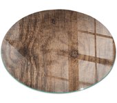 Placa de cristal para chimenea, zócalo protector de chimenea, diseño moderno | 60x60 | rueda | patrón de madera natural