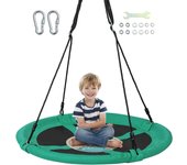 Columpio de árbol de platillo, columpio redondo de 102 cm, tela oxford resistente al desgaste, cuerdas de suspensión ajustables, verde