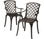 Lote de 2 sillas de salón de jardín, de aluminio duradero, con costura, para jardín, terraza, salón, carga 110 kg, 60 x 59 x 93,5 cm