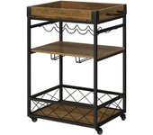 Carrito de cocina homcom metal, melamina de madera negro, vetas de madera rústica 77x44,5x91 cm
