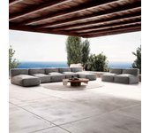 Mueble de jardín modular de 7 plazas con 2 tumbonas grises., mixi - oviala