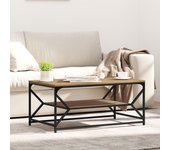 Mesa de café vidaxl con estante de roble artesanal 90x50x40 cm