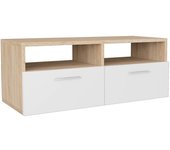 Mueble tv buffet tv diseño práctico aglomerado 95 cm roble y blanco 2502019/2