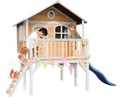 Axi sophie casa infantil de madera fsc con tobogan azul | casita de juegos para niños de jardin / exterior | parque infantil en marrón y blanco