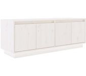 Mueble de tv de madera maciza de pino blanco 110x34x40 cm v4886 unico / blanco