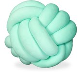 Relaxdays cojín nudo con diseño nórdico para el sofá, poliéster y gomaespuma, verde menta, diámetro 25 cm