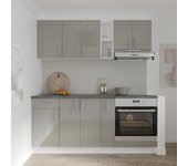 Set cocina haaus karo v9, gris brillante/blanco, mdf, encimera thermo 28 mm, l 180 cm