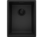 Primagran fregadero bajo encimera todo negro 36x47cm, fregadero cocina 1 seno + sifón, fregadero granito al mueble 40cm - london