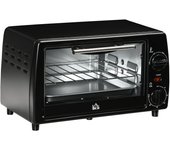 Horno eléctrico sobremesa homcom metal, acero inoxidable, vidrio templado negro 36.5x26x22 cm