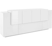 Aparador astice, aparador de cocina con 7 puertas, buffet de salón, aparador de cocina, 100% made in italy, 200x45h86 cm, blanco brillo