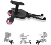 Cochecito de pedales silla de paseo step board pedal auxiliar dos ruedas con asiento hasta 25 kg rosa