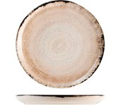 Pack de 24 platos de pan artesanales de gres decorados con borde gris, 14 cm.