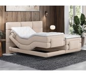 Conjunto boxspring con cabecero tapizado + somieres relax eléctricos + colchón + cubrecolchón - 2 x 90 x 200 cm - beige - lodi de palacio
