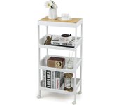 Carrito con ruedas de 4 niveles, carrito de servicio con bandeja extraíble, estante de baño, estante de cocina, carrito de almacenamiento