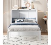 Cama armario 90x200 cm, cama de pared con somier de láminas, cama plegable de pared, cama armario vertical, blanco