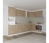 Set cocina haaus karo v35, madera natural/blanco, encimera thermo 28 mm, l 320 x 160 cm