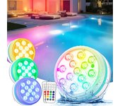 Luces piscina sumergibles led desmontable 4 piezas luces led piscina sumergibles en agua con mando a distancia luz piscina, acuario