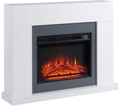 Chimenea eléctrica homcom mdf, acero, melamina, metal y vidrio templado blanco 113x26.6x87.5 cm