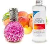 Lámpara catalítica mosaico fucsia + aroma peach velvet 200 ml - elimina malos olores e impurezas, perfuma y mejora la calidad del aire