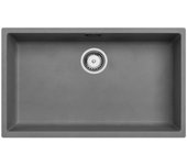 Fregadero grande gris hormigón 70x40cm bajo encimera, sobre encimera y enrasado con tapón de acero inoxidable 1208956403