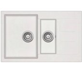 Fregadero de cocina de dos senos 80 x 50 cm granito blanco 02_0002344