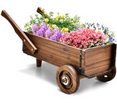 Carro de flores con ruedas, con agujeros de drenaje, soporte para flores con asas, carretilla de flores para jardín y terraza