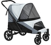 Cochecito para perros pawhut tela oxford, acero gris 124x67x100 cm