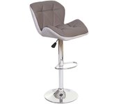 Taburete de bar silla alta regulable en altura estructura de acero cromado sintético gris topo 04_0005263