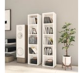 Estantería cds 2 uds contrachapada blanco brillo 21x16x93,5 cm v6469 unico / blanco