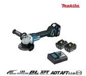 Makita dga 506 rtj meuleuse d'angle sans fil 18 v, 125 mm, sans balai + 2x batteries 5,0 ah + chargeur + makpac