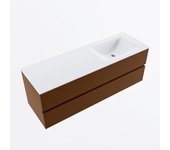 Mondiaz vica 140cm mueble de baño rust 2 cajones. con lavabo cloud derecho 1 orificio color talc