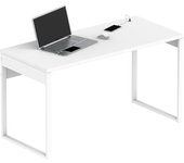 Escritorio mesa de ordenador oficina estudio, patas estructura metálica industrial 76x135x60cm, briebe, blanco, smuk