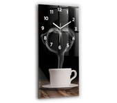 Moderno reloj de pared de cristal impreso | una tazza di caffè caldo | 30x60 | puntas blancas