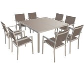 Conjunto de jardín cagliari en textileno topo 8 plazas aluminio topo