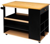 5five - isla de cocina con ruedas, madera, negra