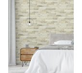 Papel pintado vinílico lavable efecto ladrillo piedra pizarra gris claro con relieve - boston 6903 de gaulan - rollo de 10 m x 0,53 m