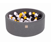 Meowbaby piscina de bolas, round seca para niños, gris oscuro : gris/blanco/negro/amarillo, 200 pcs, 90x30cm