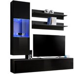 Mueble de tv fly h3 diseño, color negro brillante. mueble colgante moderno y a la moda para su sala de estar.