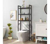 Estantería de baño, estantería para lavadora con 3 estantes y 3 ganchos extraíbles, estantería para baño, cuarto de baño, 63x26,5x170cm (marrón)