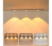 Lámpara led, 40 cm - con sensor de movimiento - recargable por usb - con 3 modos de iluminación - plata