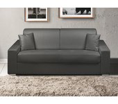 Sofá cama italiano 3 plazas piel sintética emir - negro - cama 140 cm - colchón 18 cm
